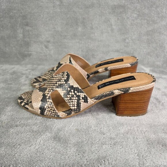 Womens Steven By Steve Madden Brown Snake Print Block Heel Slide Sandals 9.5M - Picture 7 of 11